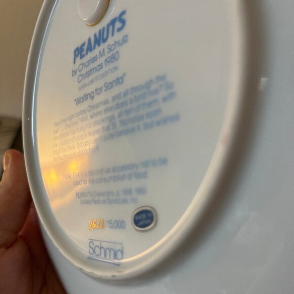 Vintage "Waiting for Santa" Numbered Limited Edition 1980 Christmas Snoopy Plate - Picture 2 of 2